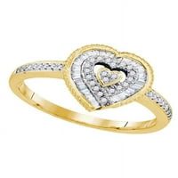 10KT Žuto zlato Ženo okruglo Diamond Heart Love Ring CTTW