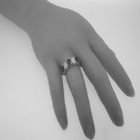 Britanci izrađeni sterling srebrnim prirodnim smaragdom i opal ženskim vječnim prstenom - Opcije veličine