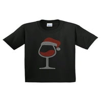 Sretan božićno staklo vina Santa šešir Rhinestone Bling Bling majica kratkih rukava-crvena unise odrasla