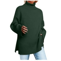Usmixi zimska ženska džemper prevelizirani džemper za žene za žene modni bočni prorez pletenim rebrastim