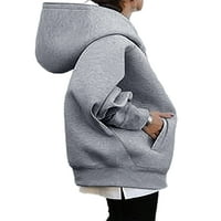 Niuer Women Solid Fleece Owear puna zip kapuljača jakna za zimski kaput gornja džepna djevojka plus