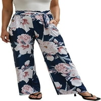 Singeal široke pantalone za noge za žene Ljeto Palazzo tropski cvjetni pantalone sa visokim strukom