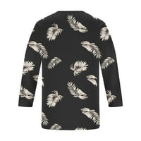 Ženske jeseni moda, ženske vrhove casual cvjetnog tiskanog čipke V vrat srednji rukav majica za bluzu