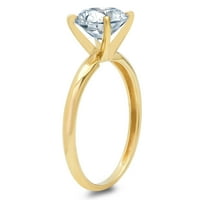2. CT sjajan okrugli rez Clear Simulirani dijamant 18k žuti zlatni pasijans prsten sz 9.75