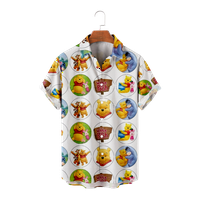 FNNYKO muškarci i dječaci Havajske majice Winnie The Pooh Ispiši opušteno-fit casual gumb s kratkim