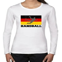 Njemačka Olympic - Rukomet - zastava - Silueta Ženska majica s dugim rukavima