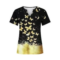 Camend Womens Ljetni vrhovi Trendy Ležerni labav V-izrez Prevelika majica za žene Moda Plus Veličina