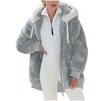 Topli zimski kaputi za žene, žene plus veličina zimski topli lobani plišani jakna sa kapuljačom sa kapuljačom