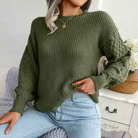 Ženska modna casual šareni dugi rukav sa ramenim pletivom džemper s džemper za vrat tietoc