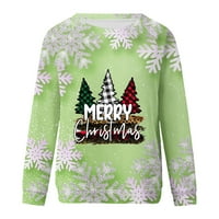 Prodaja ženske modne modne košulje božićni grafički print dugih rukava Crewneck Raglan pulover vrhovi