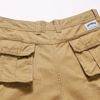 Ploknplq muški kratke hlače Muška ljetna casual kratka pant Solid Casual Ravne kratke hlače Pocket Cargo Hlače Udobne ljetne kratke hlače Bež M