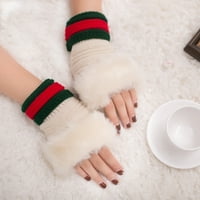 Parovi krznene rukavice modne rukavice od vunena polovina prsta otvorenih rukavica šarene prugaste kratke rukavice c