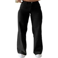 Paille žene traper hlače dno se bave čvrste boje traperice modne školske pantalone crne m