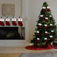 Božićne čarape, crvene i crne plaćene Xmas bijele manžetne čarape sa crvenim slovom Male božićne čarape