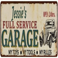 Jessie's Full Service Garage Metal znak Rusty Man Cave 206180047250