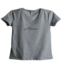 Amen Ženska moda opuštena V-izrez majica TEE CHARCOAL siva velika