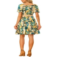 Allegra K Tropička ljetna haljina za ženska četvrtasta izrez A-line cvjetna haljina
