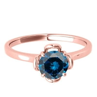 Aonejewelry 0. CT. TTW Halo Blue Diamond Angagement Vjenčani prsten izrađen u 10K solidne ruže zlato