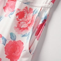 Lopecy-Sta ženska bijela pozadina crvenog cvijeta print suspender točkama za šunke bez rukava bez rukava
