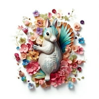 Flower vjeverica - 3D životinjski platneni umjetnički printova - savršen komad domaćeg dekora