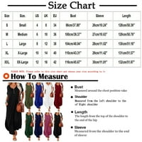 Ljetne esencijalne letnje haljine za žene Trendy Solid Color Loot Fit Maxi Haljina kratkih rukava V