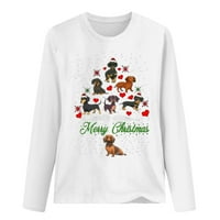 Ženske božićne pulovere Print Reindeer Xmas Tops Božićna Crewneck Lagana majica s dugim rukavima Fit