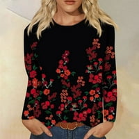 Novi dolasci majice s dugim rukavima za žene čišćenje casual pulover žene vrhovi cvjetni posadni vrat
