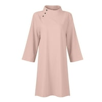 Tkinga modna ženska ljetna casual čvrsta labava majica haljina s pola rukava Mini plaža haljina ružičasta