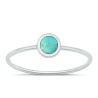 Vaša boja simulirani tirkizni minimalistički prsten. Sterling srebrni pojas plavi cz ženski veličine