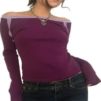 Žene sa tregerom s gornjim dijelom ramena s dugim rukavima Slim Fit Stretchy majice bluze