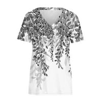 Hanas Women Ljeto vrhovi modni kratki rukav T majice Casual V bluze Slatka labava fit tunika