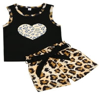 Dewadbow Toddler Baby Girl Ljetni tenk Top Leopard Shorts Outfits Set