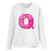 CLLIOS košulje od raka dojke Žene ružičaste vrpce Grafičke majice Trendy dugih rukava Slatka bluza Rači