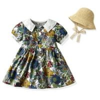 Djevojke oblače djecu dječju dječju proljeće ljeto cvjetno pamučno kratki rukav princeza haljina 3-