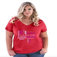 - Ženska majica plus veličine V-izrez - rak dojke