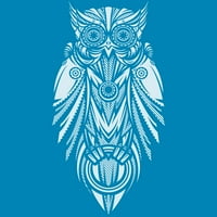 Steampunk sova MENS TURQUOISE Blue Graphic Tee - Dizajn ljudi L