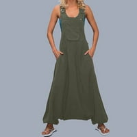 Jednostavne ženske maksimalne tipke Yoga Lood široke noge hlače od solidne boje suspenzije karoserije