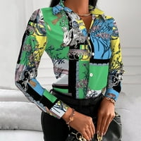 Dužina rukav ženski vrhovi Ljetni modni tanak profesionalni V-izrez za ispis ležerne bluze sa punim