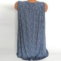 Miayilima tamno plave XXL majice za žene vrhovi modne tiskane majice kratka V-izrez cvjetna vinska ženska