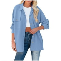 XYSAQA WOMENS CORDUROY jakna za jaknu plairana majica dolje majice Cardigan Casual Boyfriend Coat s
