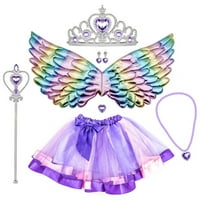 Djevojke Anđeoski krila, krilo u obliku anđela leptir, vilično štapić, tutu suknja, kruna i ogrlica