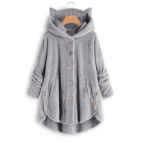 Zimski kaputi za žene Ženski gumb kaput Solittops s kapuljačom pulover labav džemper plus veličina