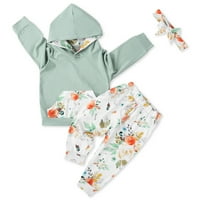 Set Baby Girl Odjeća odjeća Postavite cvjetne dukseve Dugi rukavi TOP + Cvijeće tiskane pantalone +