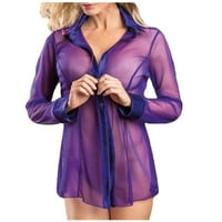 Hesxuno seksi ženske vrhove nove mrežne košulje žene seksi bodydoll donje rublje dugih rukava pidžamas