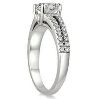 Ženska AGS certificirana Carat TW Diamond Split Shank Angažman prsten u 14k bijelo zlato