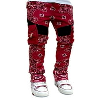 Prednjeg swwalk-a Opremljene dno patentne patkene hlače mens cvjetni print jogger teretni pant s džepovima