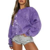 Rewentinki dukseri bez kapuljača, dukseri bez kapuljača, srčani uzorak tiskani ženski džep s kapuljačom džemperi Purple 12