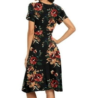 Mini haljine za žensku modnu casual udobnost Cvjetni ispis u obliku kratke rukave