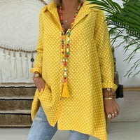 Ženske bluze s dugim rukavima od punog bluza seksi ženski plus ljetni košulje Henley Yellow XL