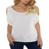Glookwis Women Hladno ramena majica kratkih majica Tors Stretchy Casual Cud Color Tunic bluza